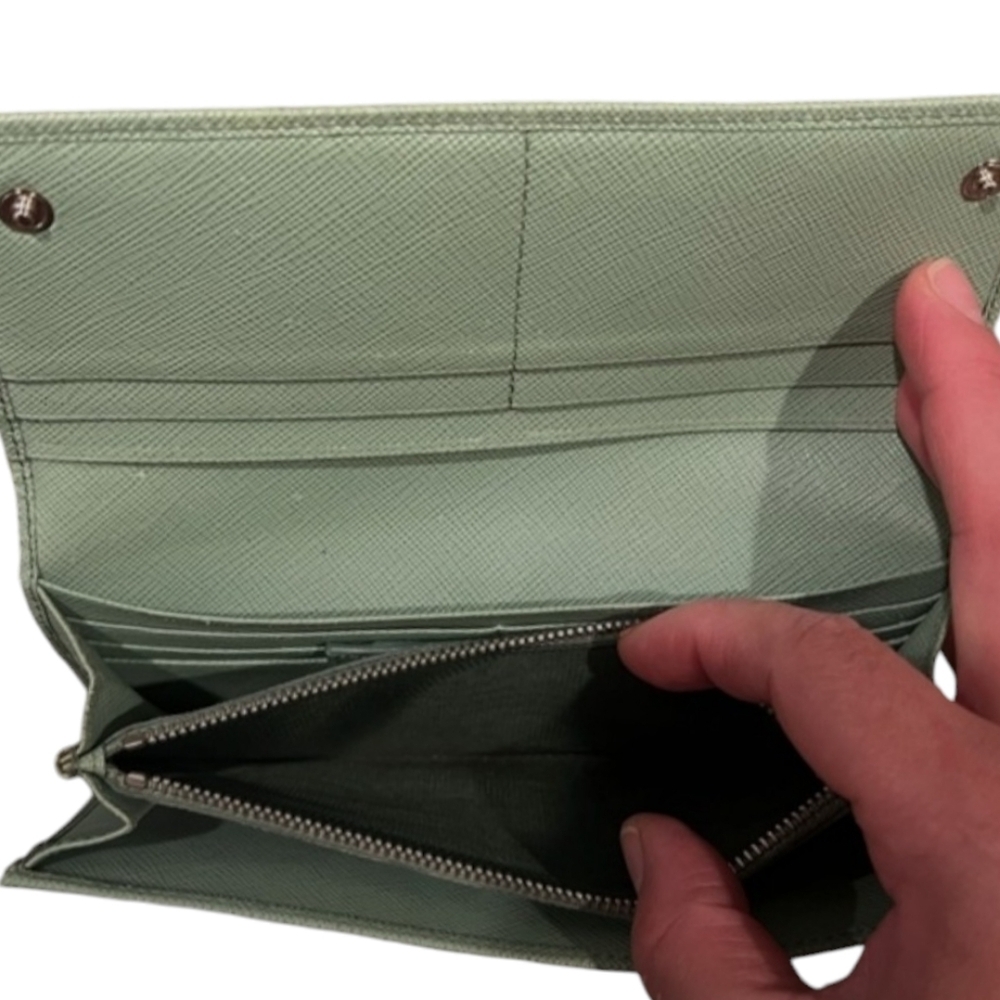 PRADA Green Fiocco Bow Saffiano Leather Long Wallet - Picture 9 of 9
